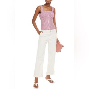 MAJE Loussie Square Neck Striped Tank Top In Red/white